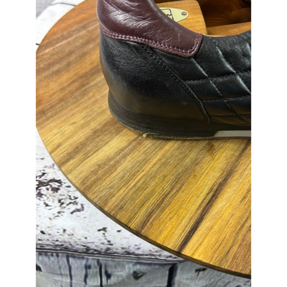 Men's Mezlan Black Quilted Leather Sneakers with Burgundy Laces, Size 14 - Picture 4 of 15